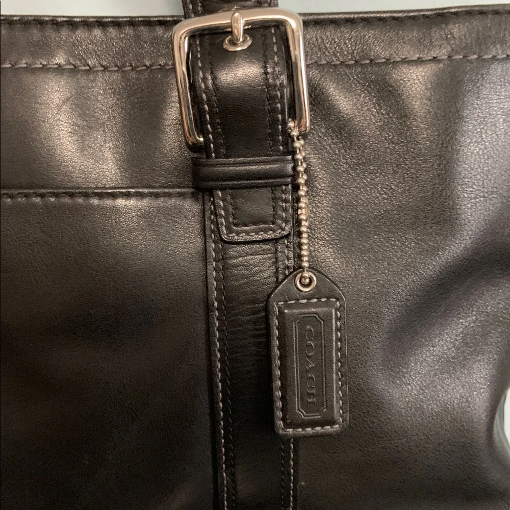Coach Hampton Black Leather Tote Bag #F10194 - Picture 2 of 13